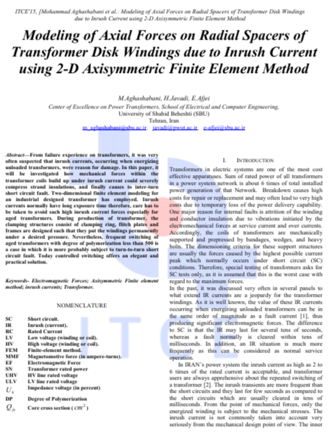 Modeling of Axial Forces on Radial Spacers of Transformer